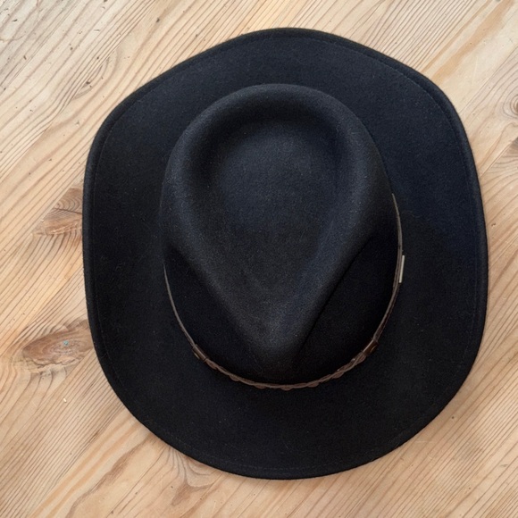 🐑🇦🇺NEW Conner Hats Black Handmade Australia 100% Wool Outback Hat Brown Band $95 - Picture 10 of 10